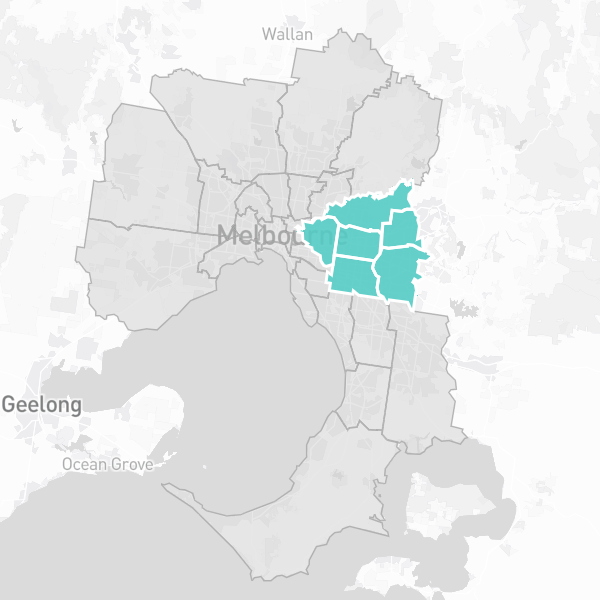 墨尔本东区区域位置图